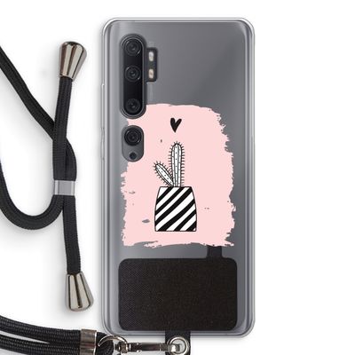 Zwart-wit cactus: Xiaomi Mi Note 10 Pro Transparant Hoesje met koord