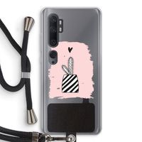 Zwart-wit cactus: Xiaomi Mi Note 10 Pro Transparant Hoesje met koord