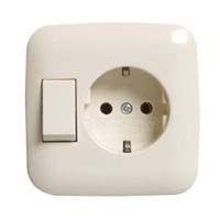 Busch-Jaeger combi inbouw wandcontactdoos - randaarde - 4045057 - crèmewit Busch-Jaeger combi inbouw wandcontactdoos - randaarde - 4045057 - crèmewit