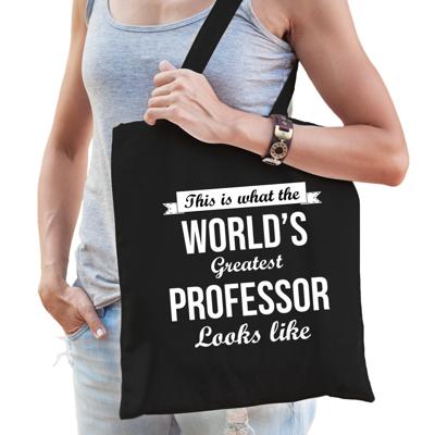 Worlds greatest professor tasje - zwart - volwassenen - werelds beste hoogleraar cadeau tas Worlds greatest professor tasje - zwart - volwassenen - werelds beste hoogleraar cadeau tas