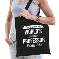 Worlds greatest professor tasje - zwart - volwassenen - werelds beste hoogleraar cadeau tas