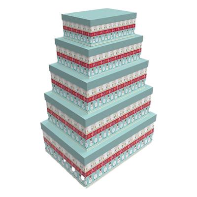 Set van opstapelbare opbergboxen DKD Home Decor Multicolour Karton 50 x 35 x 25 cm (5 Stuks)