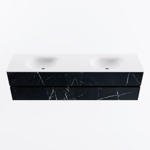MONDIAZ VICA 180cm badmeubel onderkast Marquina 4 lades. Wastafel MOON dubbel 2 kraangaten, kleur Talc.