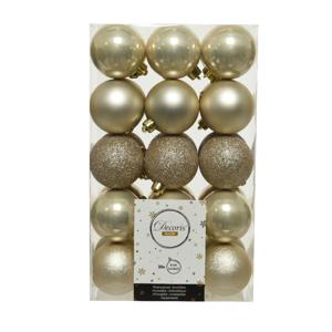 Decoris kerstballen - 30x st - champagne - D6 cm - kunststof - kerstversiering