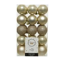 Decoris kerstballen - 30x st - champagne - D6 cm - kunststof - kerstversiering - thumbnail