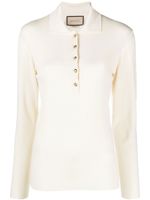 Gucci rib-stitch cashmere polo jumper - Blanc