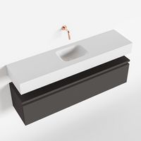 Toiletmeubel Mondiaz Andor | 120 cm | Meubelkleur Dark grey | Lex vrijhangend wastafel Talc Midden | Zonder kraangat