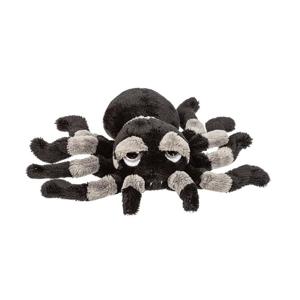 Pluche vogelspin knuffel - 13 cm - Zwart/Grijs - Spinnen insecten knuffels