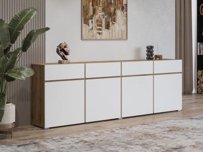 Dressoir CROSSAIR 4 deuren 4 lades wit/wotan eik Dressoir CROSSAIR 4 deuren 4 lades wit/wotan eik