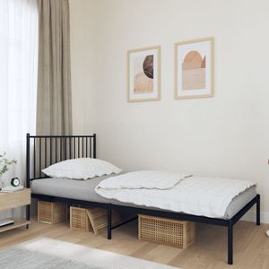 Bedframe met hoofdbord metaal zwart 100x190 cm