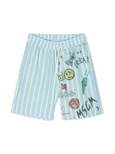 MSGM Kids short de bain à imprimé graphique - Bleu