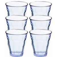 Duralex Drinkglazen/waterglazen Picardi - 6x stuks - blauw - 310 ml - Koffie glazen