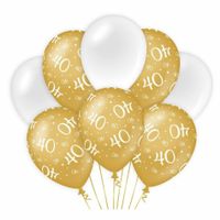 Paperdreams 40 jaar leeftijd thema Ballonnen - 8x - goud/wit - Verjaardag feestartikelen   -