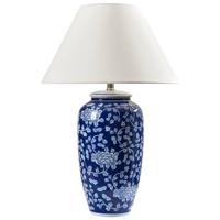 Beliani - ANGELES - Tafellamp - Wit|Blauw - Porselein|Linnen