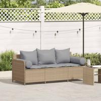 Tuinbank 3-zits met kussens poly rattan beige Tuinbank 3-zits met kussens poly rattan beige