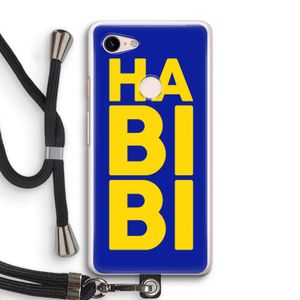 Habibi Blue: Pixel 3 Transparant Hoesje met koord