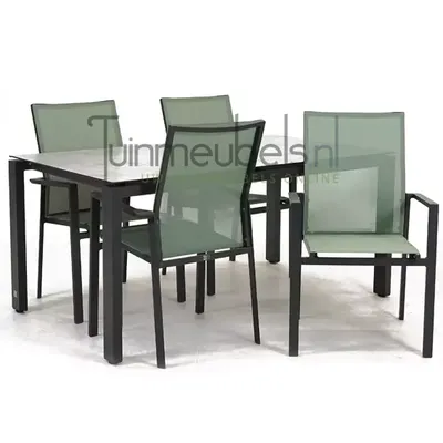 Tuinstoel Delia amandel hoge rug met GOA HPL 160 cm licht grijs
