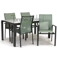 Tuinstoel Delia amandel hoge rug met GOA HPL 160 cm licht grijs