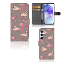 Samsung Galaxy A55 Telefoonhoesje met Pasjes Flamingo - thumbnail