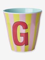 Gestreepte melamine mok LETTER G rice, medium 250 ml meerkleurig