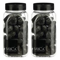 Mica Decorations decoratie stenen - 2x - 650ml - groot - antraciet mix - hobby steentjes