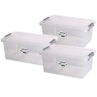 Urban Living Opberg box - 3x - 8,5 liter - 35 x 23 x 15 cm - met deksel en clips - waterdicht