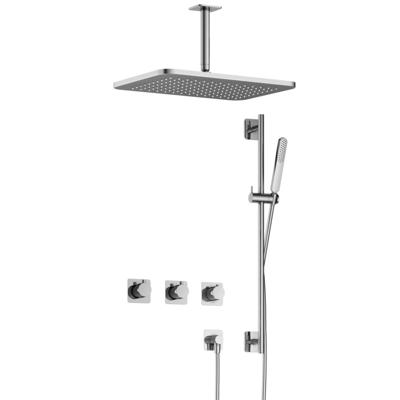 Hotbath Gal - GL106 - Inbouw Regendoucheset - Chroom - 2 Stopkranen - Thermostatisch - Plafondbuis 15 cm - Hoofddouche 270x400 mm - Staafhanddouche - Glijstang 900 mm - met GL106 - V02