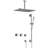 Hotbath Gal - GL106 - Inbouw Regendoucheset - Chroom - 2 Stopkranen - Thermostatisch - Plafondbuis 15 cm - Hoofddouche 270x400 mm - Staafhanddouche - Glijstang 900 mm - met GL106 - V02