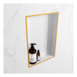 Wandnis Solid Surface Easy | In- en opbouw | 30x45x8 cm | 1 vak | Ocher/Talc