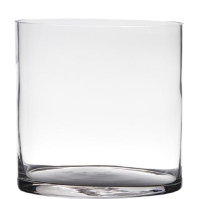 Hakbijl GlassBloemenvaas - cilinder vorm - glas - transparant - 19 x 19 cm