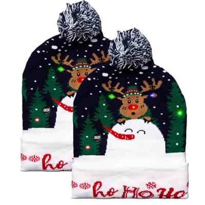 Foute muts - 2x - groen - met LED verlichting - Ho Ho Ho - volwassenen - kerstmuts