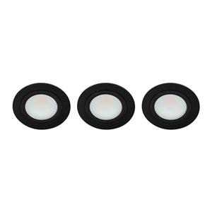 Set 3x Bella LED spot kantelbaar 5Watt rond ZWART dimbaar