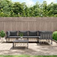 6-delige Loungeset met kussens poly rattan antracietkleurig