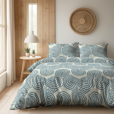 Dekbedovertrek Curvy Lines - Lits-Jumeaux (240x220 Cm) - Meerkleurig Microvezel - - Fresh And Co - Dekbed-Discounter.nl