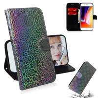 iPhone 7 Plus & 8 Plus Kleurrijk abstract bloemen patroon PU leren Flip Hoesje met houder, magnetische sluiting, draagriem en opbergruimte voor pinpas