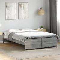 Bedframe bewerkt hout metaal grijs sonoma eiken 140x190 cm