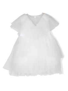 Elisabetta Franchi La Mia Bambina robe à design superposé en tulle - Blanc