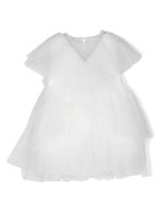 Elisabetta Franchi La Mia Bambina robe à design superposé en tulle - Blanc - thumbnail