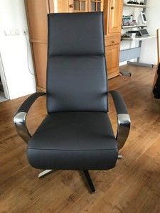 Leren relaxfauteuil met stalen frame - bruin leer - Echt leer, Industrieel, ontdek de vele Leersoorten en Kleuren bij ShopX