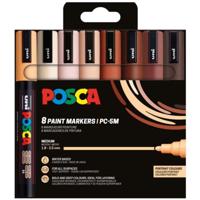 Uni Posca paintmarker PC-5M, 1,8 - 2,5 mm, ronde punt, portretkleuren, blister van 8 stuks