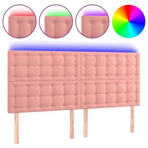 vidaXL Hoofdbord LED 180x5x118/128 cm fluweel roze