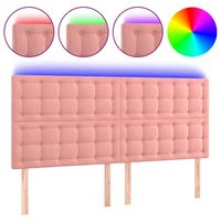 vidaXL Hoofdbord LED 180x5x118/128 cm fluweel roze - thumbnail