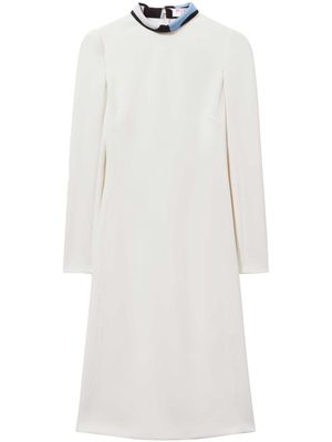 PUCCI robe mi-longue à col contrastant - Blanc
