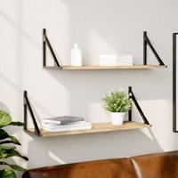 Wandschappen 2 st 80x25x25,5 cm bewerkt hout sonoma eikenkleur
