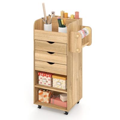 Verrijdbare Knutselwagen Opbergkast op Wielen met Open Planken Multifunctionele Wagen voor Naaien Verpakken en Knutselen