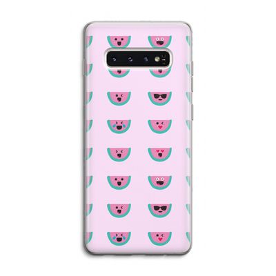 Smiley watermeloenprint: Samsung Galaxy S10 4G Transparant Hoesje