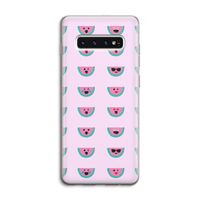Smiley watermeloenprint: Samsung Galaxy S10 4G Transparant Hoesje