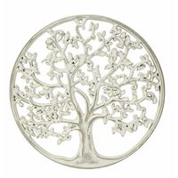 Wanddecoratie Tree of Life/Levensboom ornament - Mdf hout - Dia 30 cm - wit   -
