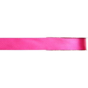 1x Fuchsia roze satijnlint rollen 1 cm x 25 meter cadeaulint verpakkingsmateriaal - Cadeaulinten