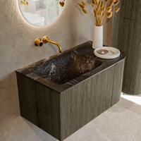Badmeubel Mondiaz Kurve-Dlux | 85 cm cm | Meubelkleur Shadow | Wastafelkleur Lava | Solid surface | Wasbak links zijde spoelbak | Zonder kraangat(en)